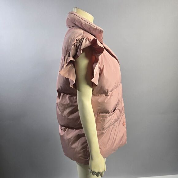 BUCKETLIST Smalk Pink Quilted Ruffle Vest R10 - Picture 2 of 4